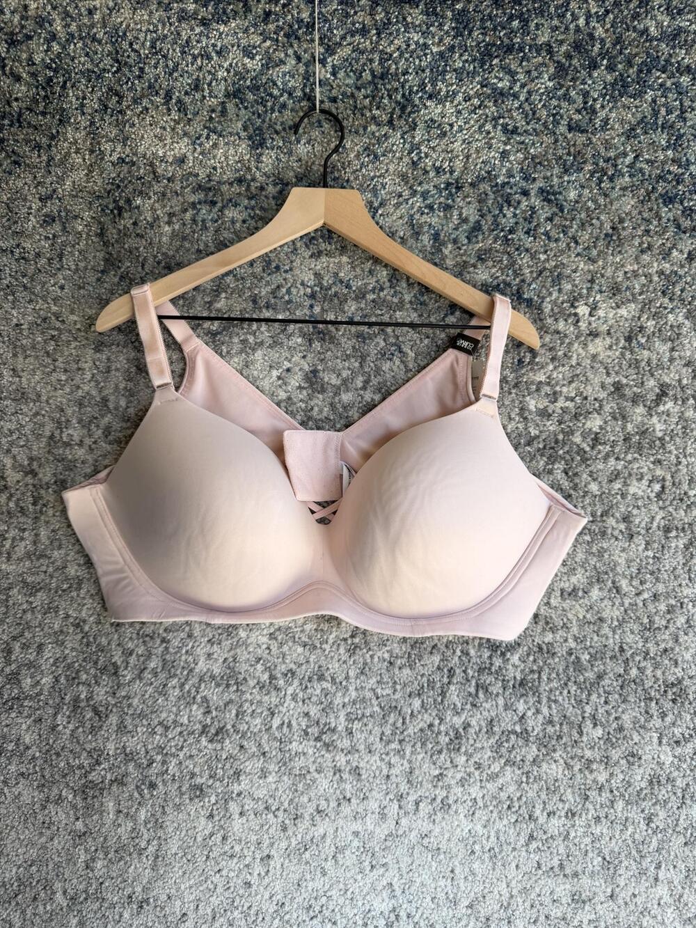 Torrid Curve Bra Womens 48C Pink Wire Free Push Up Plunge Padded Lattice Keyhole